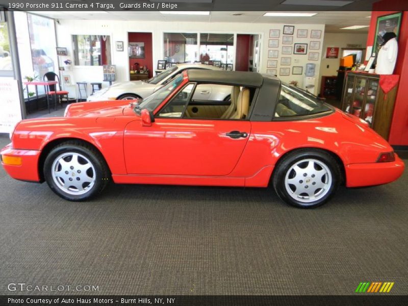 Guards Red / Beige 1990 Porsche 911 Carrera 4 Targa