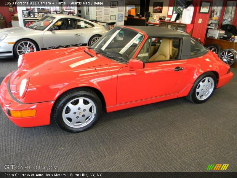 Guards Red / Beige 1990 Porsche 911 Carrera 4 Targa