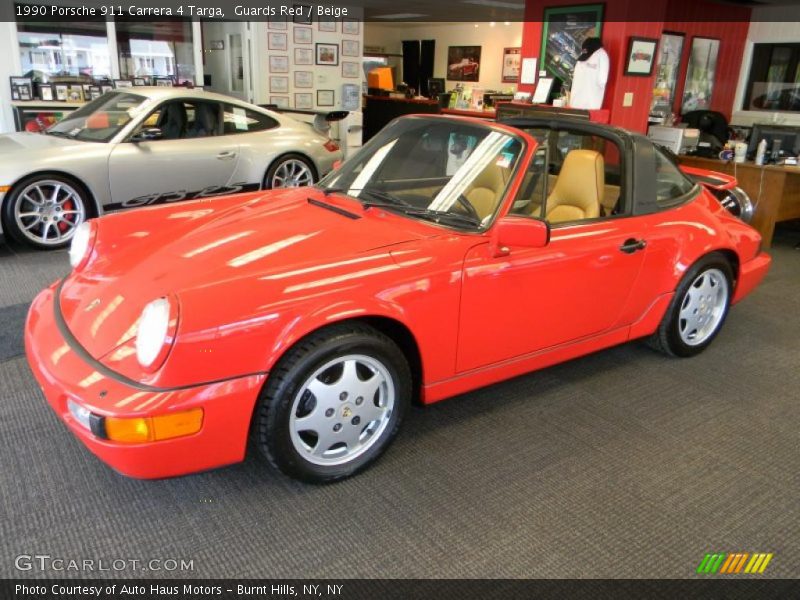 Guards Red / Beige 1990 Porsche 911 Carrera 4 Targa