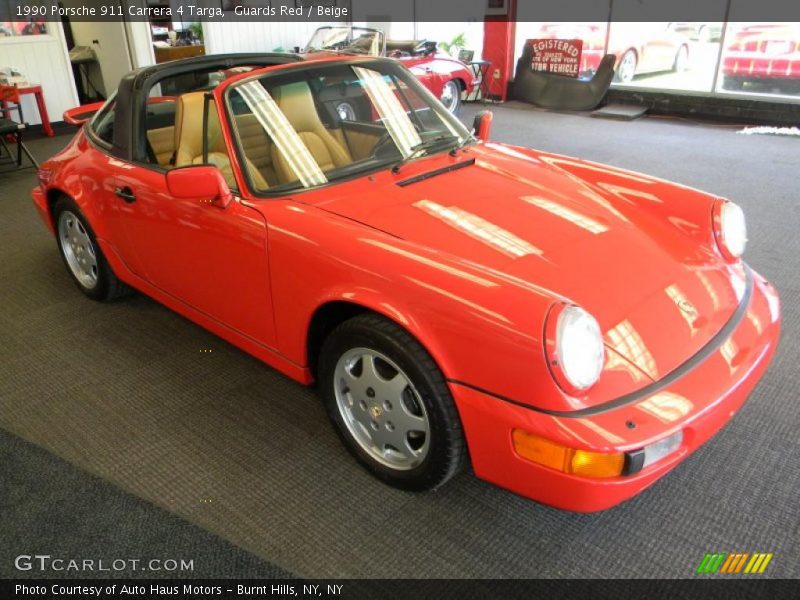 Guards Red / Beige 1990 Porsche 911 Carrera 4 Targa