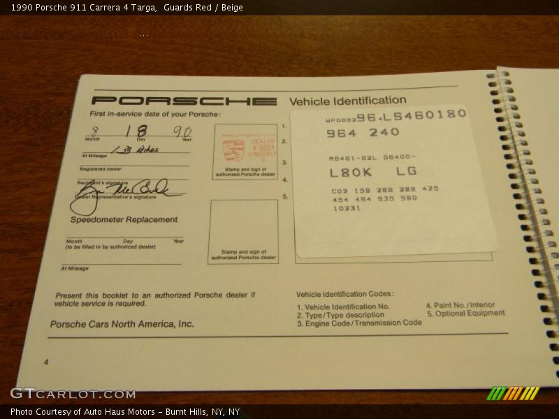 Books/Manuals of 1990 911 Carrera 4 Targa