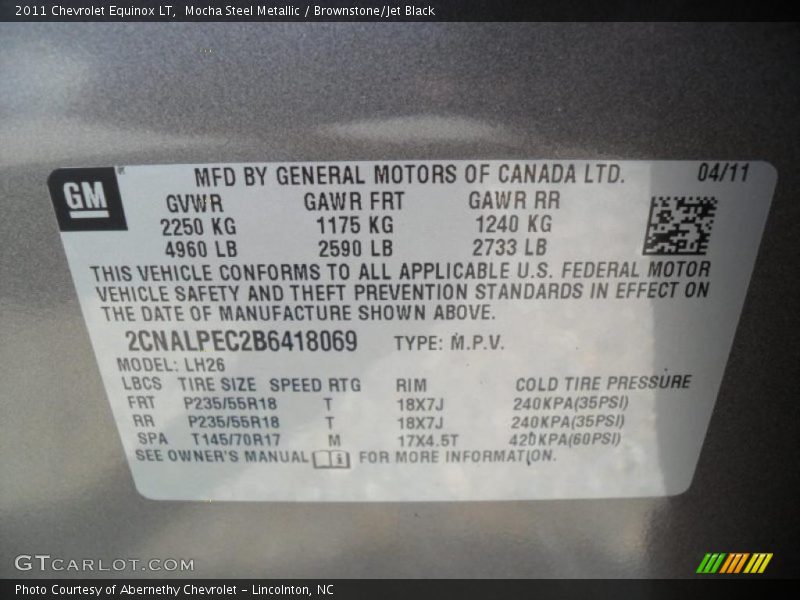 Mocha Steel Metallic / Brownstone/Jet Black 2011 Chevrolet Equinox LT