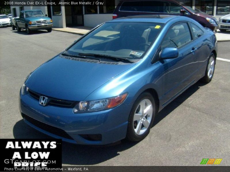 Atomic Blue Metallic / Gray 2008 Honda Civic EX-L Coupe