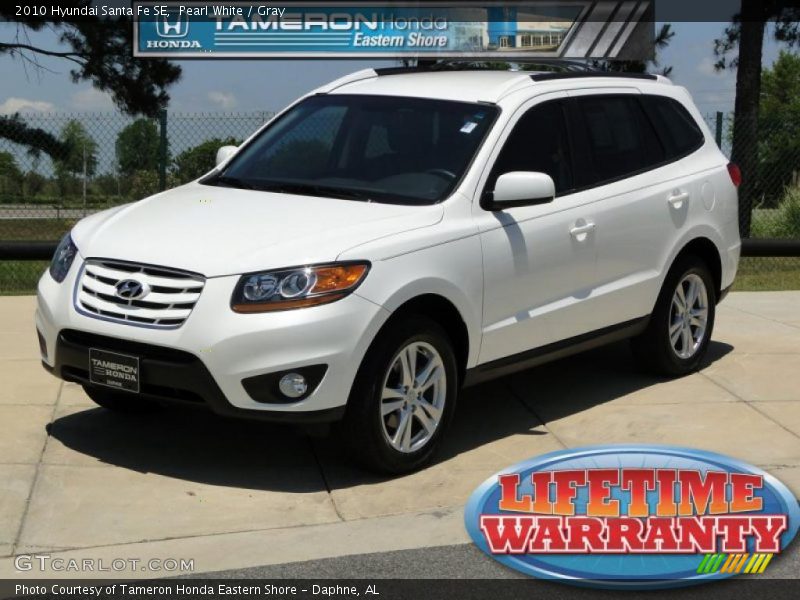 Pearl White / Gray 2010 Hyundai Santa Fe SE