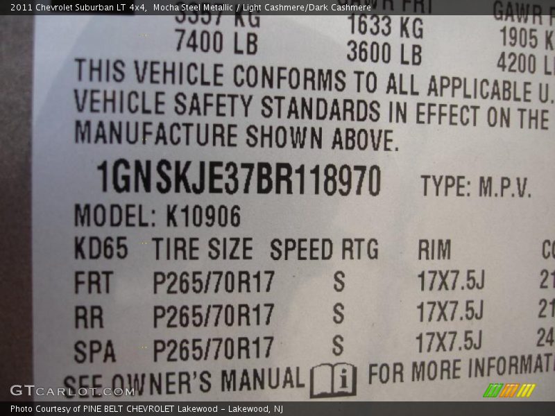 Mocha Steel Metallic / Light Cashmere/Dark Cashmere 2011 Chevrolet Suburban LT 4x4