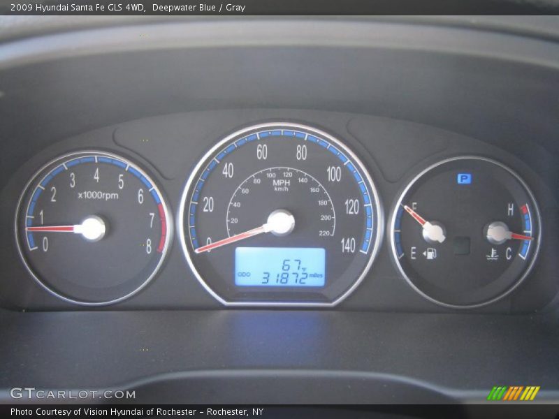 Deepwater Blue / Gray 2009 Hyundai Santa Fe GLS 4WD