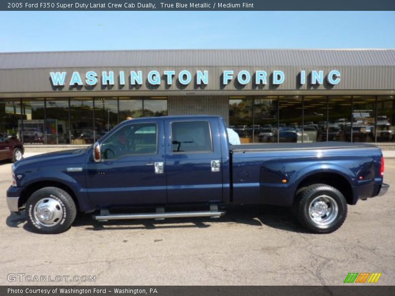 True Blue Metallic / Medium Flint 2005 Ford F350 Super Duty Lariat Crew Cab Dually