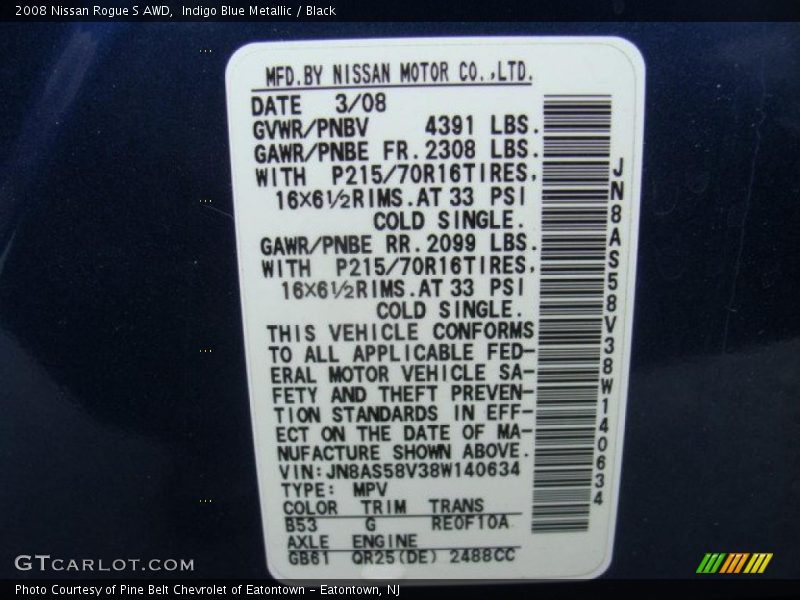 Indigo Blue Metallic / Black 2008 Nissan Rogue S AWD