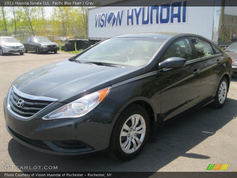 Pacific Blue Pearl / Gray 2011 Hyundai Sonata GLS