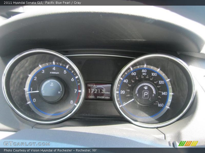 Pacific Blue Pearl / Gray 2011 Hyundai Sonata GLS