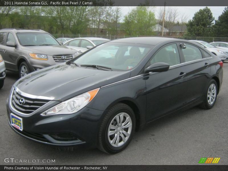 Pacific Blue Pearl / Camel 2011 Hyundai Sonata GLS