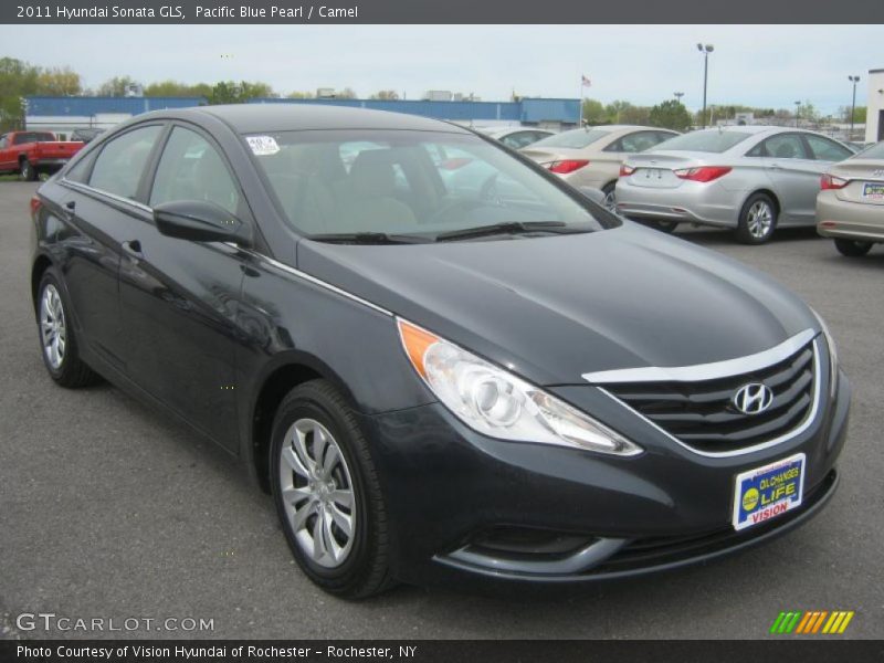 Pacific Blue Pearl / Camel 2011 Hyundai Sonata GLS