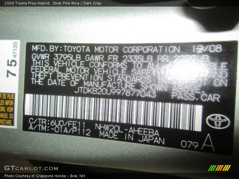 Silver Pine Mica / Dark Gray 2009 Toyota Prius Hybrid
