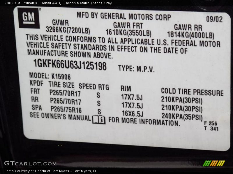 Carbon Metallic / Stone Gray 2003 GMC Yukon XL Denali AWD