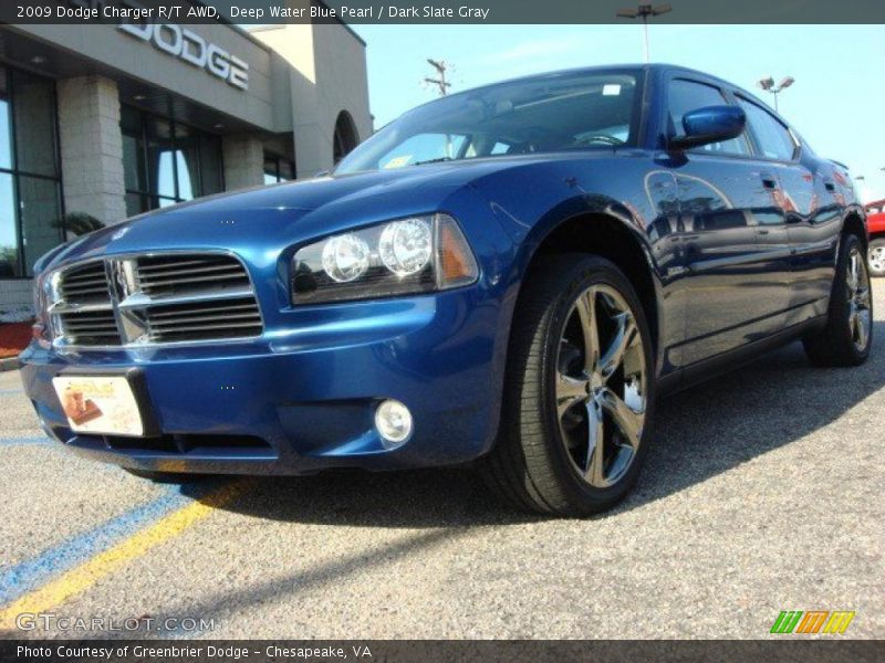 Deep Water Blue Pearl / Dark Slate Gray 2009 Dodge Charger R/T AWD