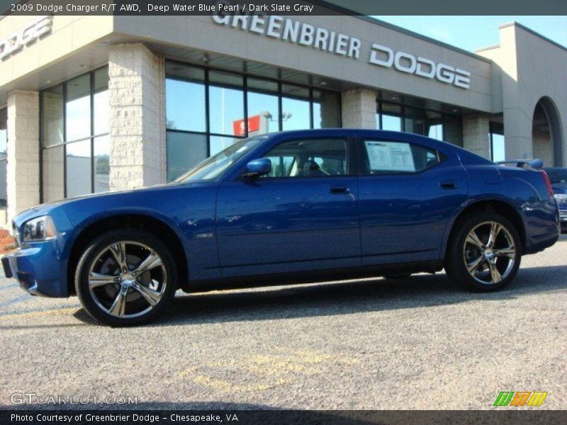 Deep Water Blue Pearl / Dark Slate Gray 2009 Dodge Charger R/T AWD