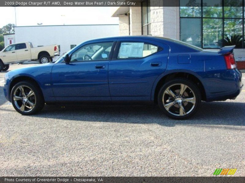 Deep Water Blue Pearl / Dark Slate Gray 2009 Dodge Charger R/T AWD