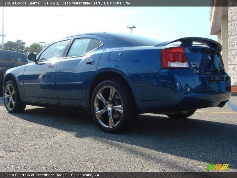 Deep Water Blue Pearl / Dark Slate Gray 2009 Dodge Charger R/T AWD