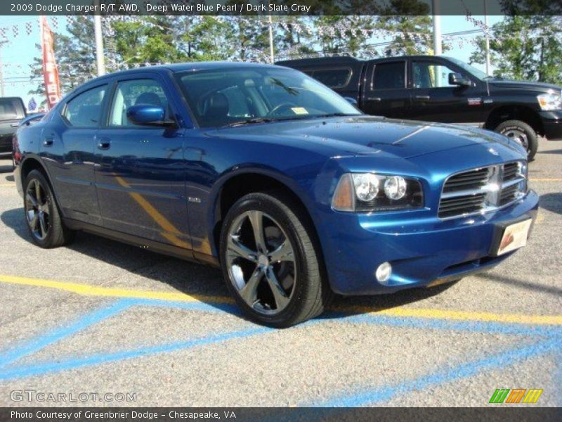 Deep Water Blue Pearl / Dark Slate Gray 2009 Dodge Charger R/T AWD