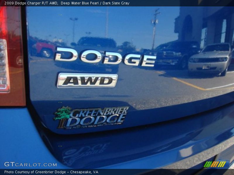 Deep Water Blue Pearl / Dark Slate Gray 2009 Dodge Charger R/T AWD