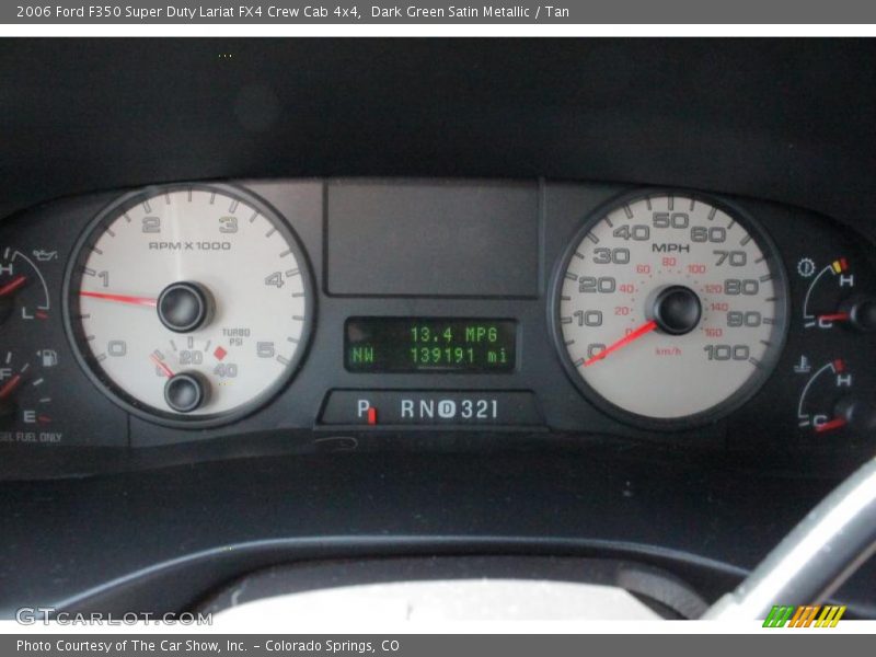 Dark Green Satin Metallic / Tan 2006 Ford F350 Super Duty Lariat FX4 Crew Cab 4x4