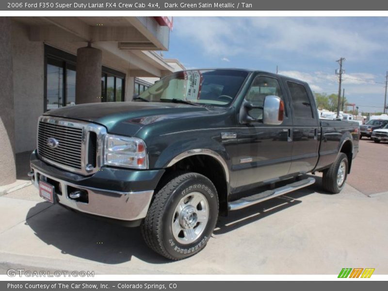 Dark Green Satin Metallic / Tan 2006 Ford F350 Super Duty Lariat FX4 Crew Cab 4x4