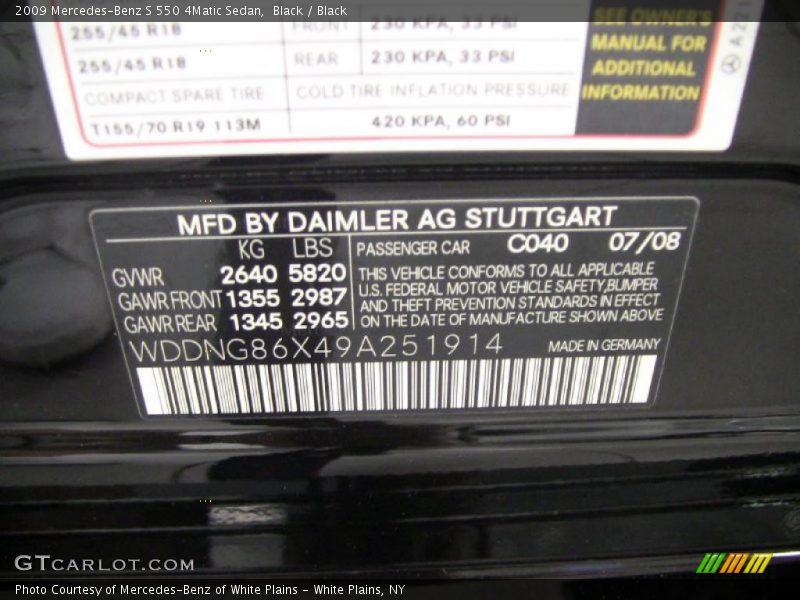 Black / Black 2009 Mercedes-Benz S 550 4Matic Sedan