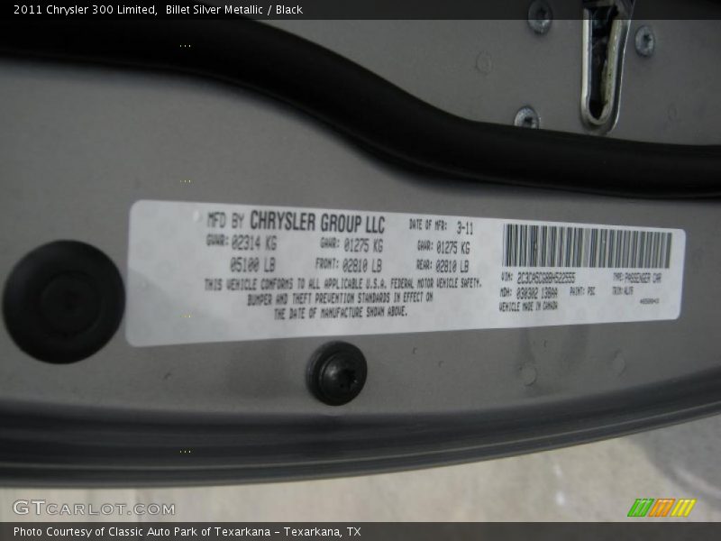 Billet Silver Metallic / Black 2011 Chrysler 300 Limited