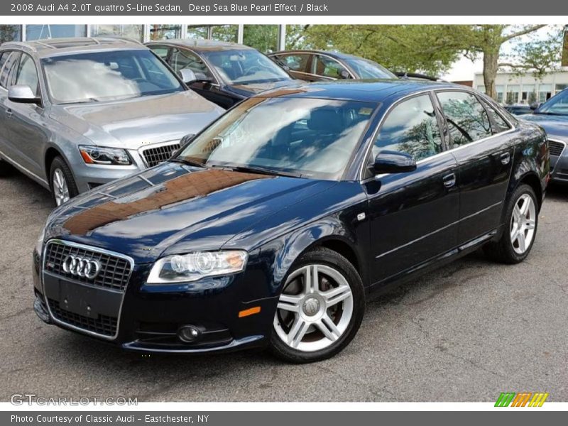 Deep Sea Blue Pearl Effect / Black 2008 Audi A4 2.0T quattro S-Line Sedan