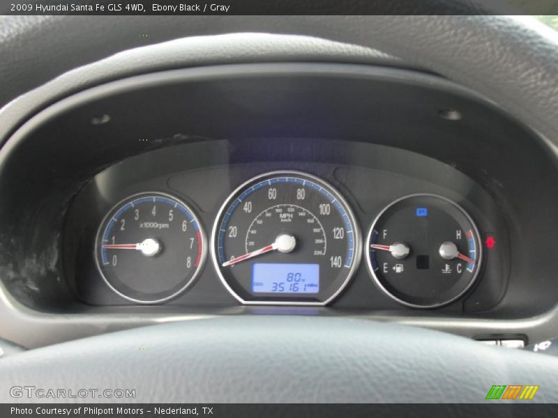 Ebony Black / Gray 2009 Hyundai Santa Fe GLS 4WD