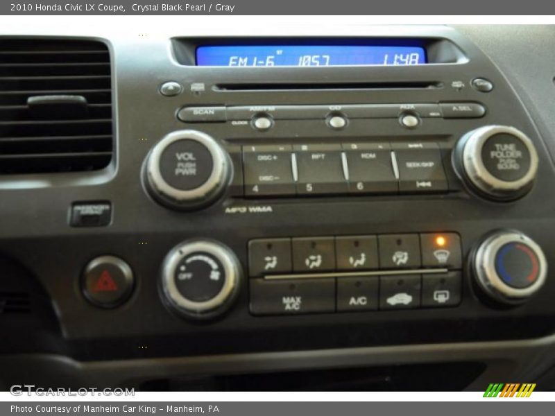 Crystal Black Pearl / Gray 2010 Honda Civic LX Coupe