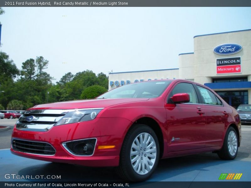 Red Candy Metallic / Medium Light Stone 2011 Ford Fusion Hybrid