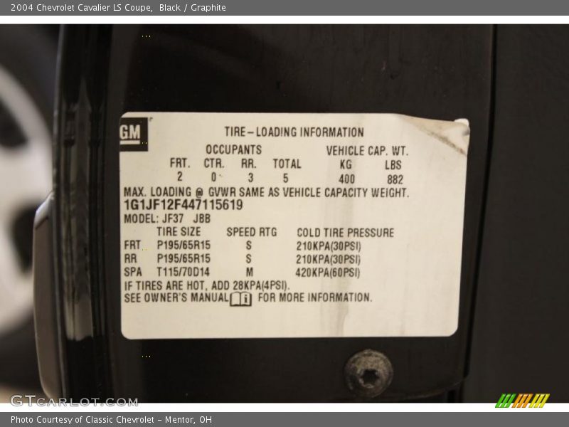 Black / Graphite 2004 Chevrolet Cavalier LS Coupe