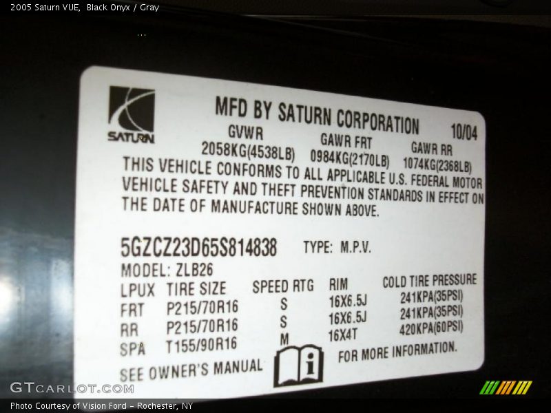 Black Onyx / Gray 2005 Saturn VUE