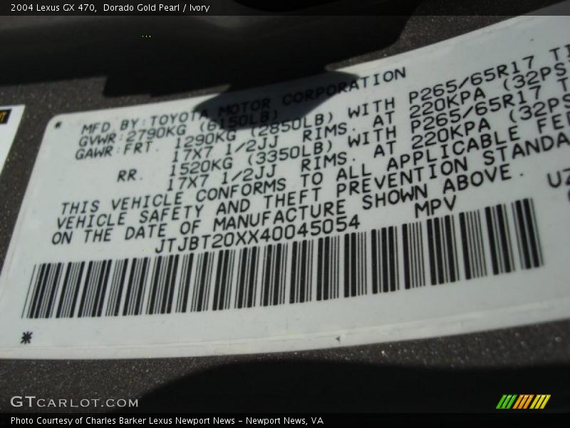 Dorado Gold Pearl / Ivory 2004 Lexus GX 470