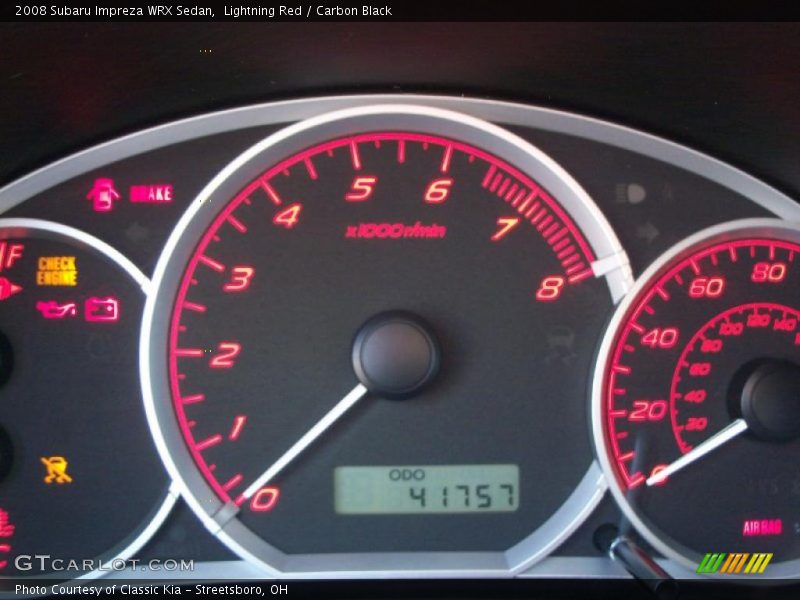 Lightning Red / Carbon Black 2008 Subaru Impreza WRX Sedan