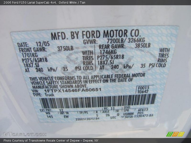 Oxford White / Tan 2006 Ford F150 Lariat SuperCab 4x4