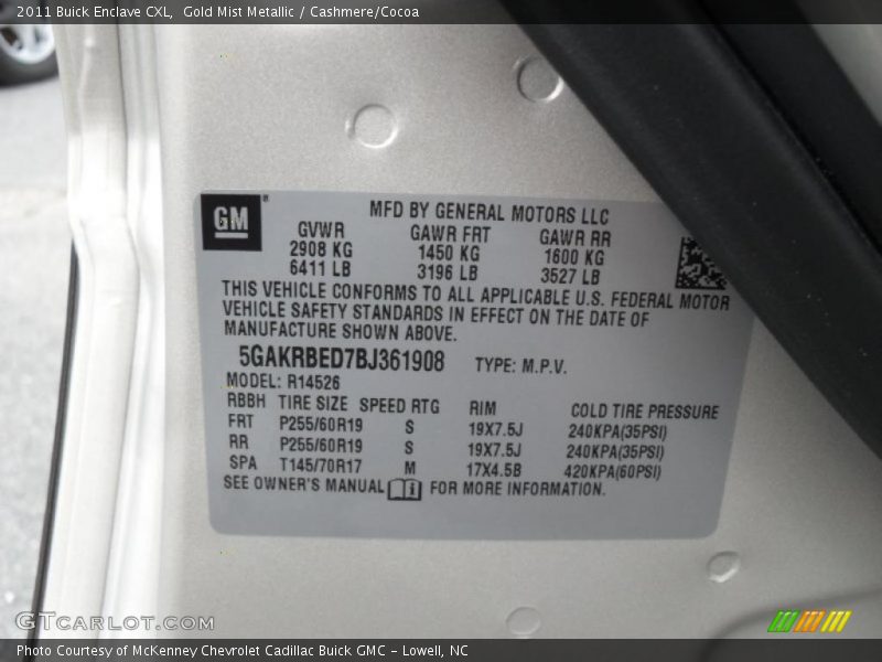Gold Mist Metallic / Cashmere/Cocoa 2011 Buick Enclave CXL