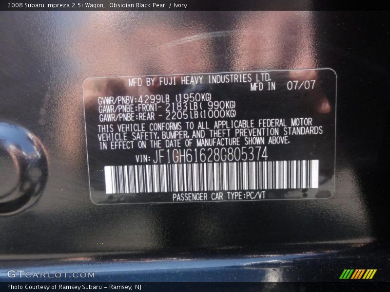 Obsidian Black Pearl / Ivory 2008 Subaru Impreza 2.5i Wagon