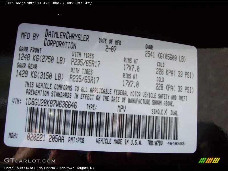Black / Dark Slate Gray 2007 Dodge Nitro SXT 4x4