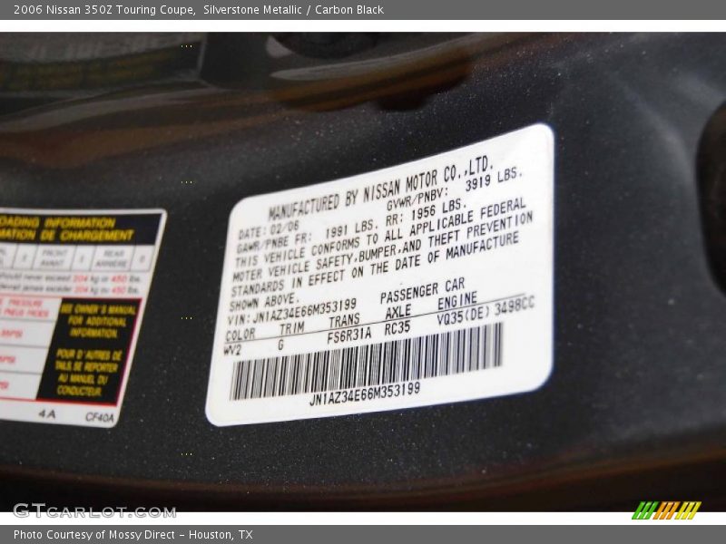 Silverstone Metallic / Carbon Black 2006 Nissan 350Z Touring Coupe