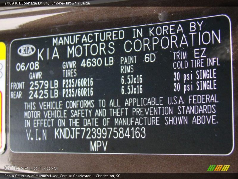 Smokey Brown / Beige 2009 Kia Sportage LX V6