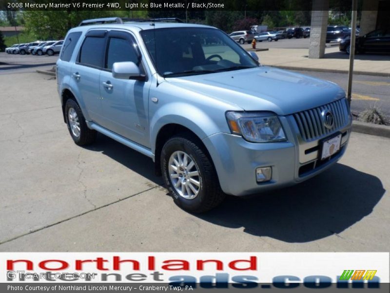 Light Ice Blue Metallic / Black/Stone 2008 Mercury Mariner V6 Premier 4WD