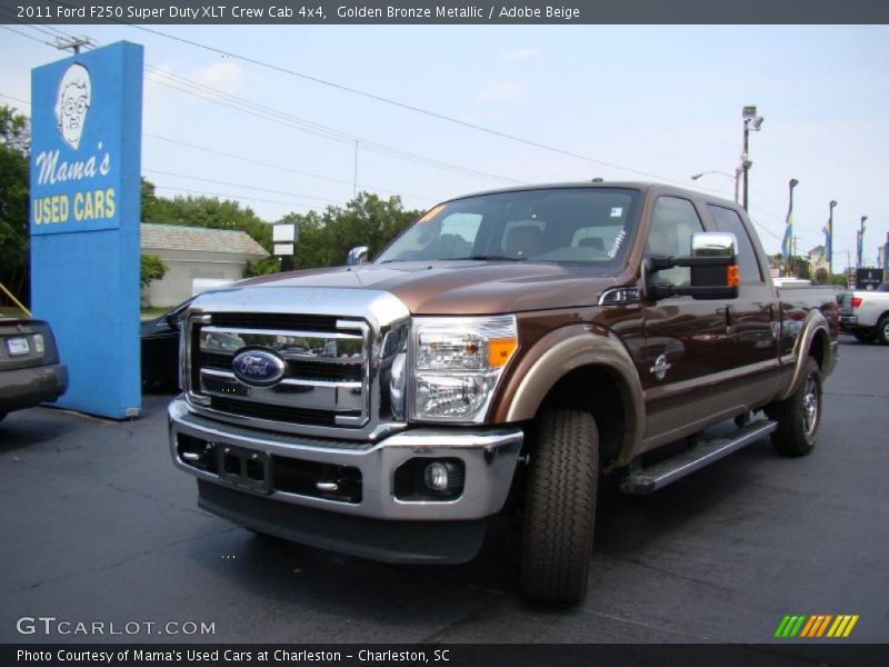Golden Bronze Metallic / Adobe Beige 2011 Ford F250 Super Duty XLT Crew Cab 4x4