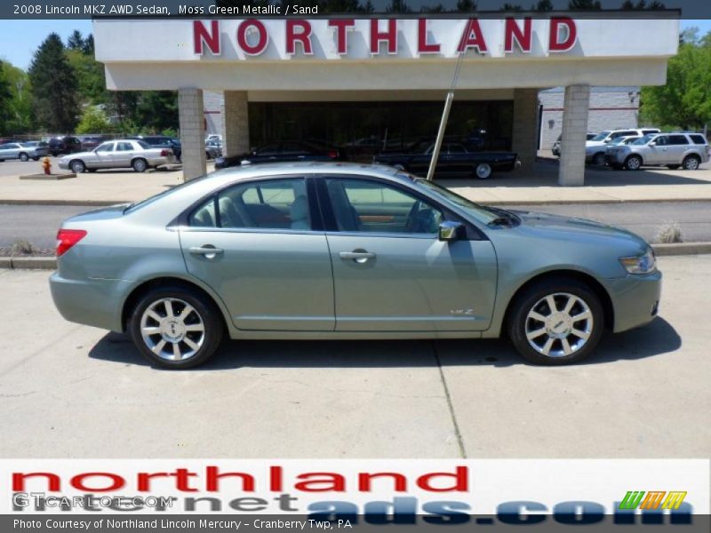 Moss Green Metallic / Sand 2008 Lincoln MKZ AWD Sedan