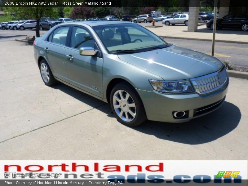 Moss Green Metallic / Sand 2008 Lincoln MKZ AWD Sedan