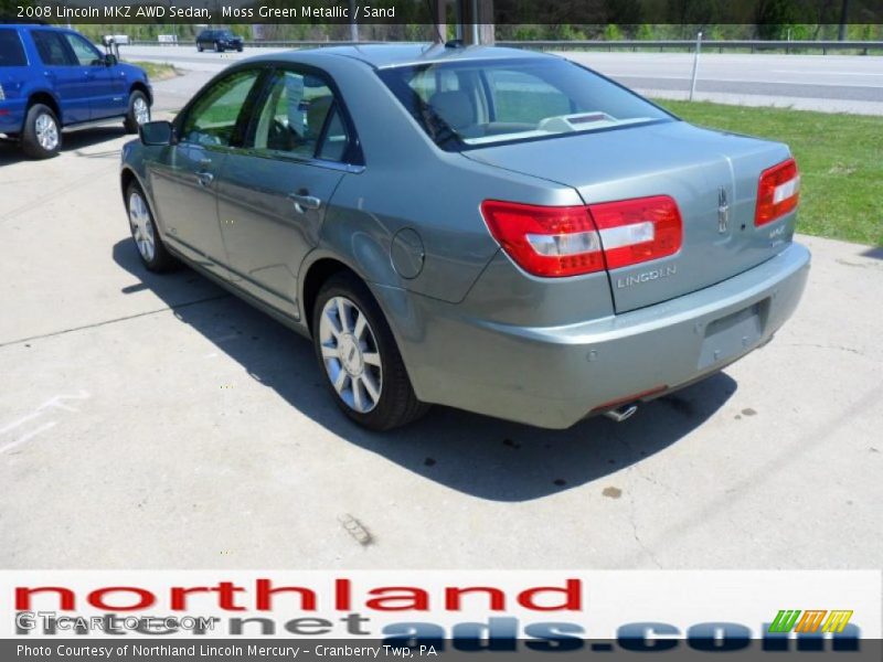 Moss Green Metallic / Sand 2008 Lincoln MKZ AWD Sedan