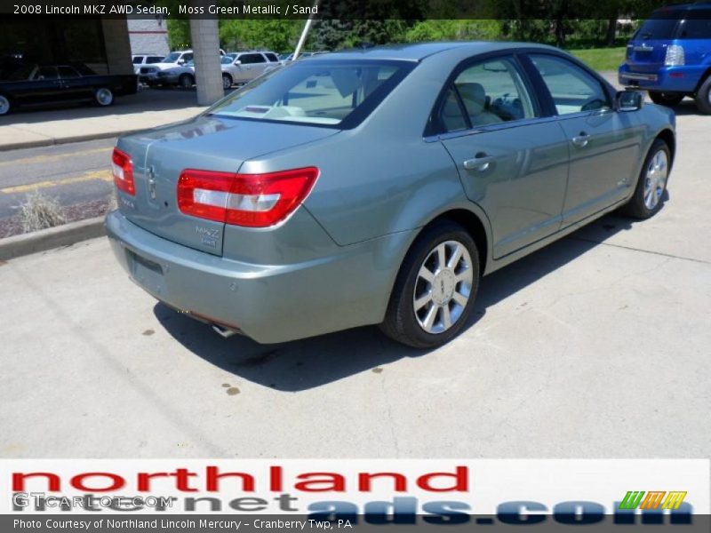 Moss Green Metallic / Sand 2008 Lincoln MKZ AWD Sedan