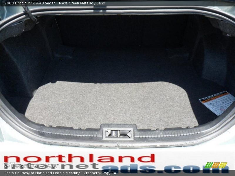 Moss Green Metallic / Sand 2008 Lincoln MKZ AWD Sedan