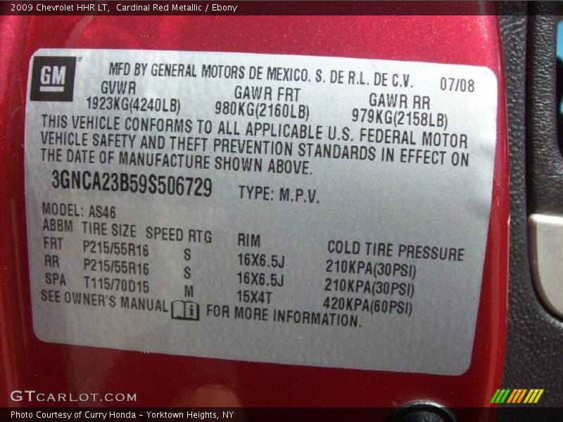Cardinal Red Metallic / Ebony 2009 Chevrolet HHR LT